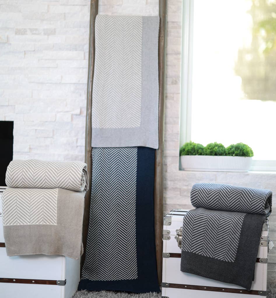 Darzzi - Wholesale Throw Blanket - Herringbone Cotton Knit Throw Blanket6