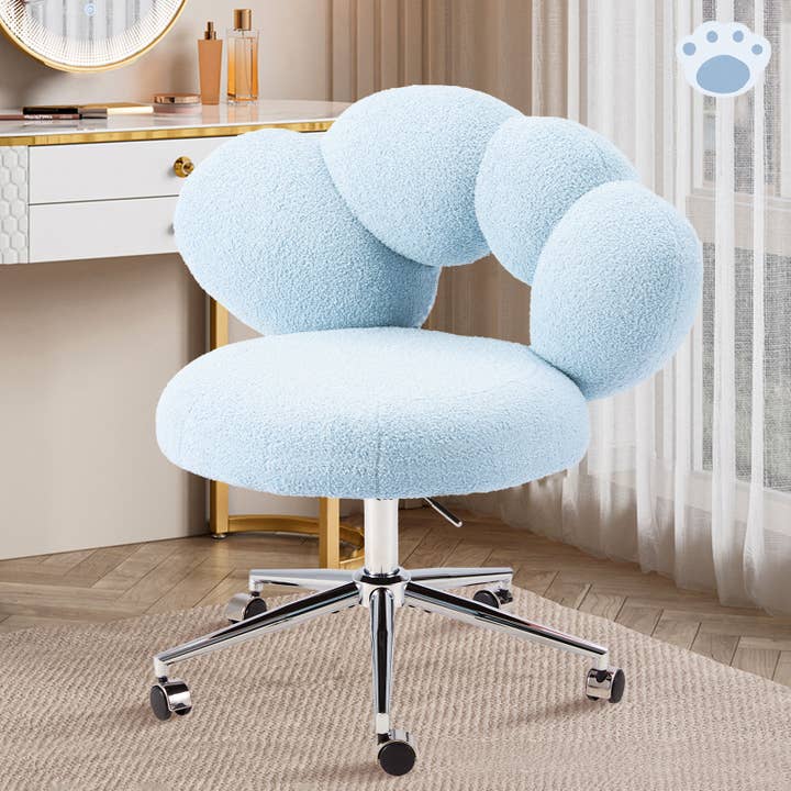 Armless Fabric Vanity Chair with Wheels & Adjustable Height for wholesale by EP Design Lab
