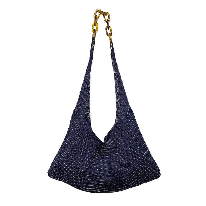 Anju Jewelry - Wholesale Crossbody Bag - Women's - Cora Beaded Cotton Sling Bag with Chain Strap
