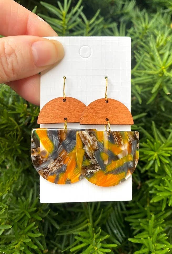 Baubles by B - Wholesale Dangle Earrings - Squash Wood and Acrylic Deco Drops4