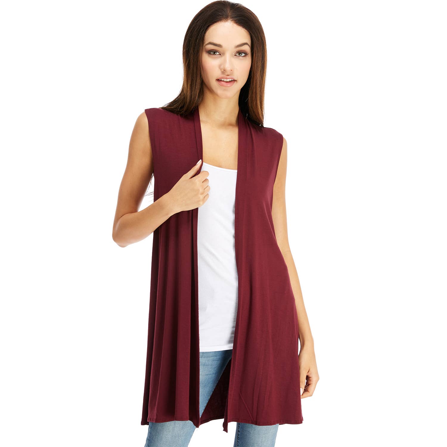 Azules Clothing - Wholesale Outerwear Vest - Women's - Women's Long Sleeveless Vests with Side Pockets'7