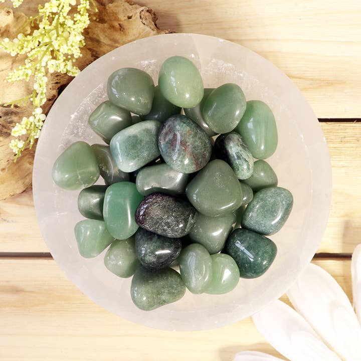 1 lb Green Quartz Tumbled Stones for wholesale by Natures Artifacts Inc
