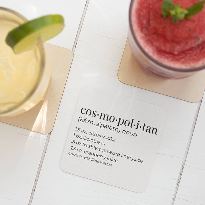 Cocktail Recipe Coaster Set for wholesale by Black Cat Bazaar