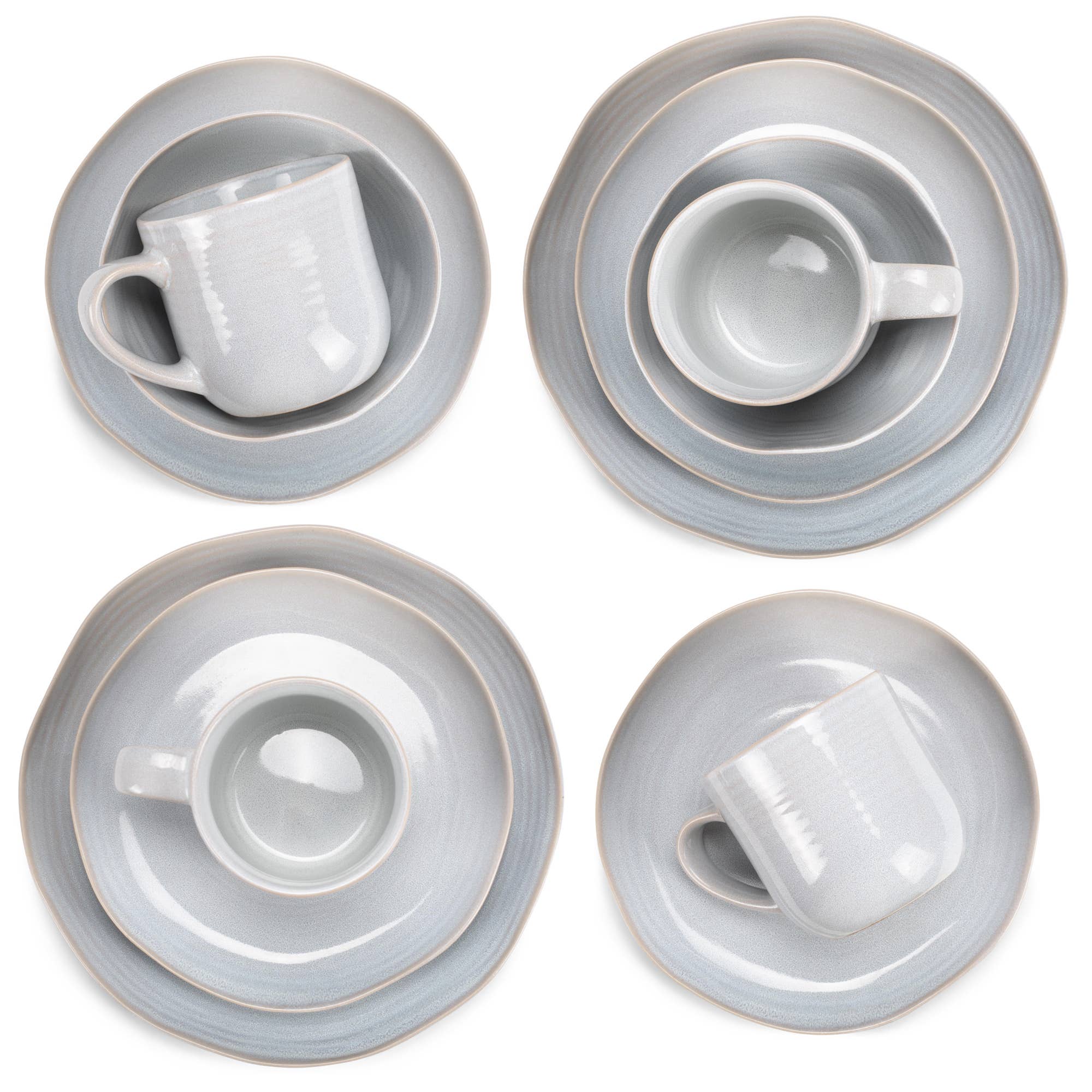 EAST AVENUE - Wholesale Dinnerware Set - 16 Pc. Dinner Set ReactiveGlaze Gray3