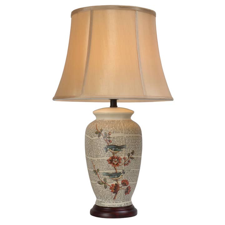 Blåmejser og Kvædeblomst Lampe for engroshandel hos Mandarin Arts Ltd