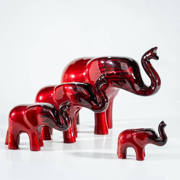 Brushed Red Elephant Trunk Up Small 6 cm for wholesale by Tilnar Art