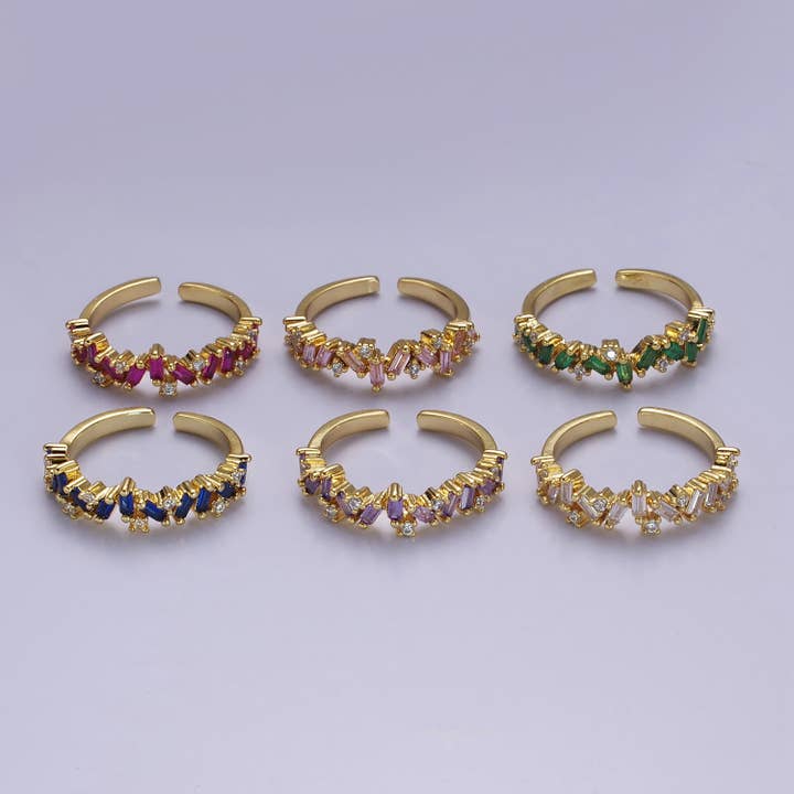 Colorful Irregular Colorful CZ Crystal Ring O2095~O2100 for wholesale by Aim Eternal