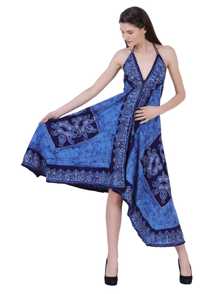 Advance Apparels – wholesale Dress – Women's – Batik Scarf Dress Elastic Back 14582