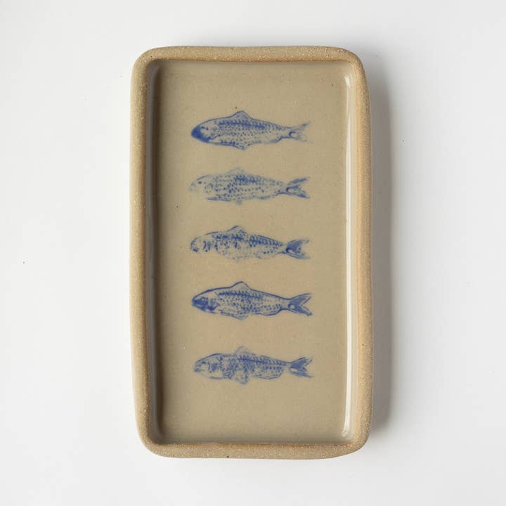 Jars of Dust - Wholesale Decorative tray - Blue Sardine Handmade Ceramic Tray0