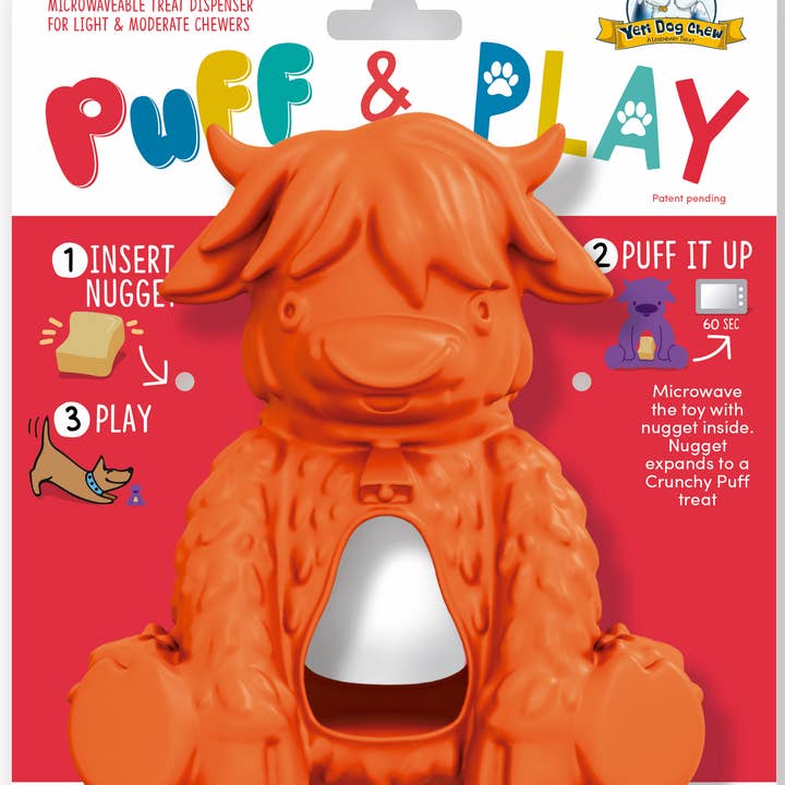 Pet Palette Distribution - Wholesale Pet Chew Toy - Dog - Yeti Dog Chew Puff & Play Hangry Yak Orange