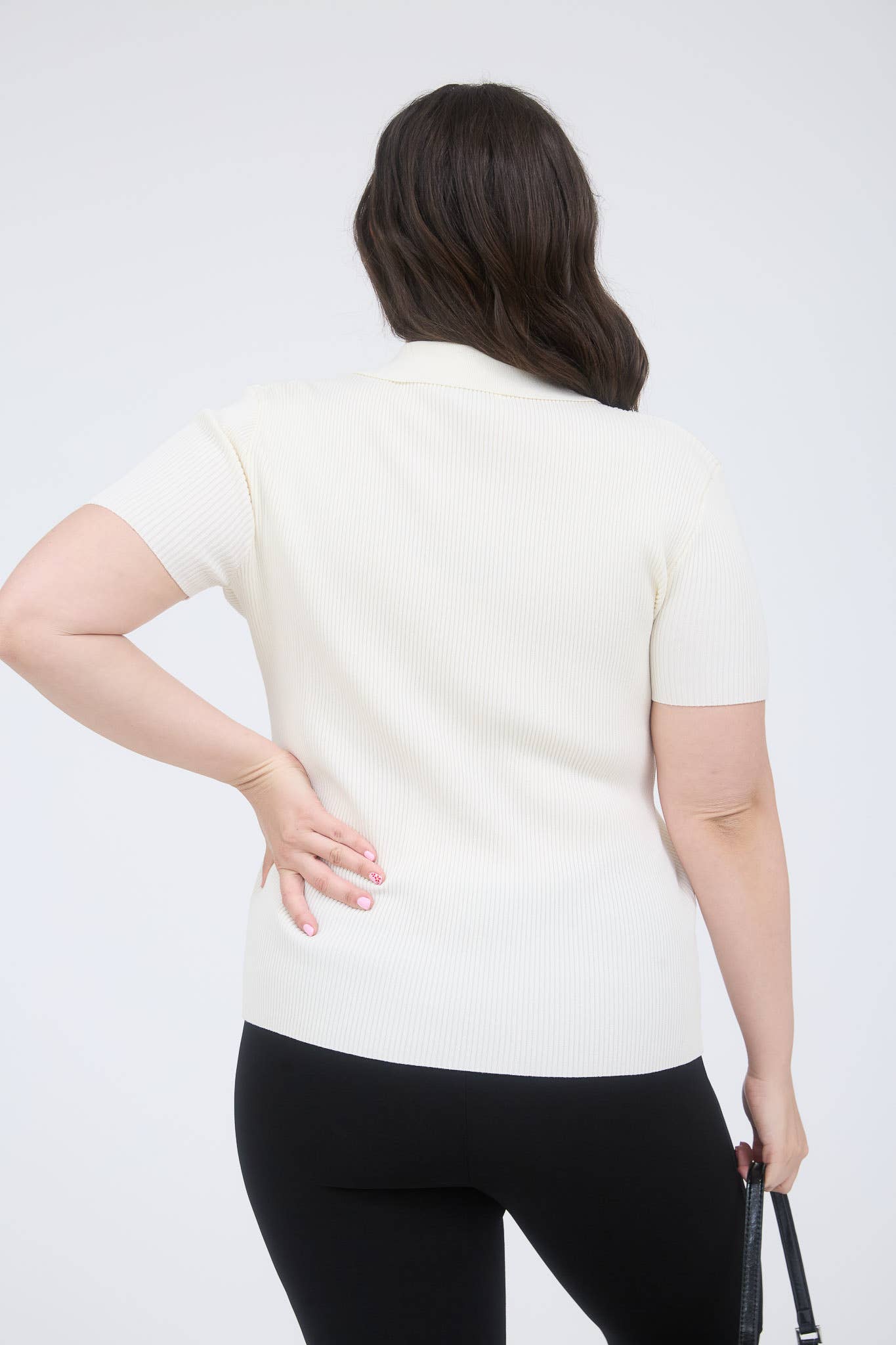 The Workshop Studio - Wholesale Knit Top - Women's - PLUS GOLD SNAP BUTTON SWEATER KNIT POLO28