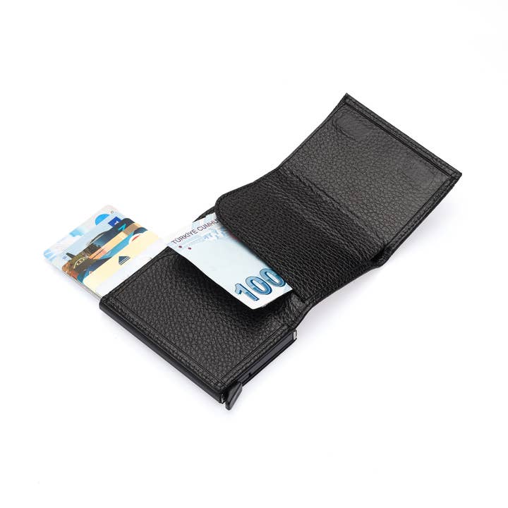 Westpolo Mories Unisex Genuine Guti Leather Wallet - Black for wholesale by WESTPOLO