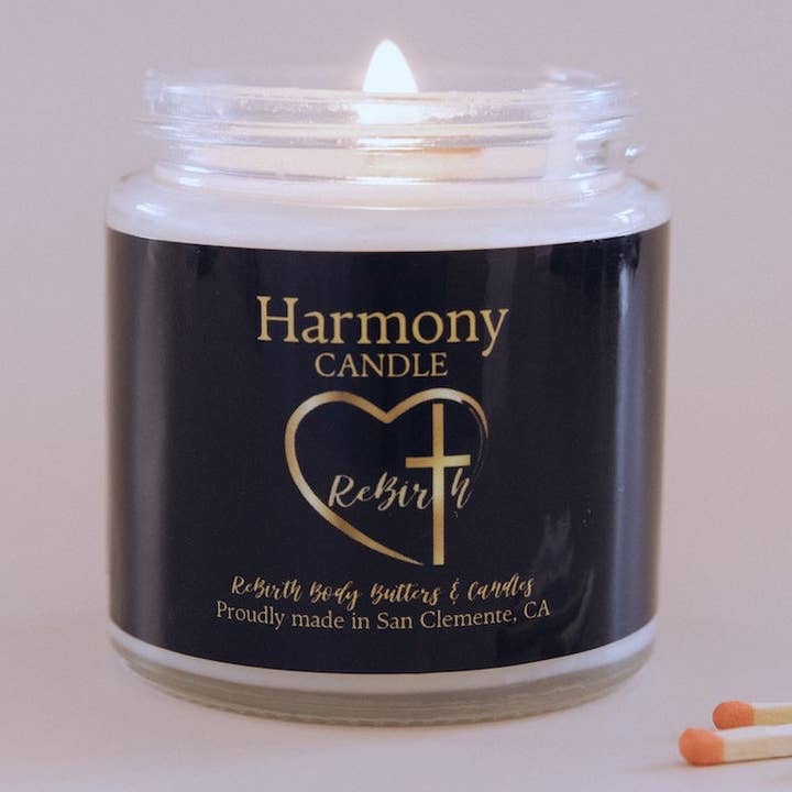 Handgemachte, handgegossene Talgkerze - "Harmonie" Kerze für den Großhandel von ReBirth Body Butters, Inc