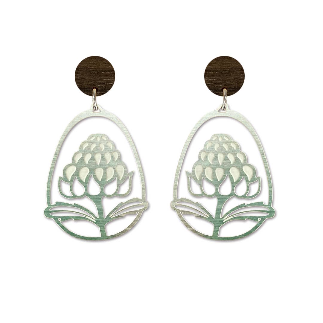 Go Do Good - Wholesale Stud/post earrings - Australian Waratah Flower Silver Dangle Stud Earrings6