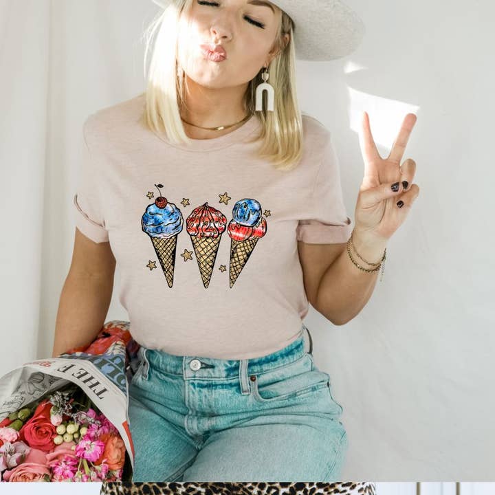 4th Of July Ice Cream T-shirt | Graphic Tee for wholesale by KM Clothing