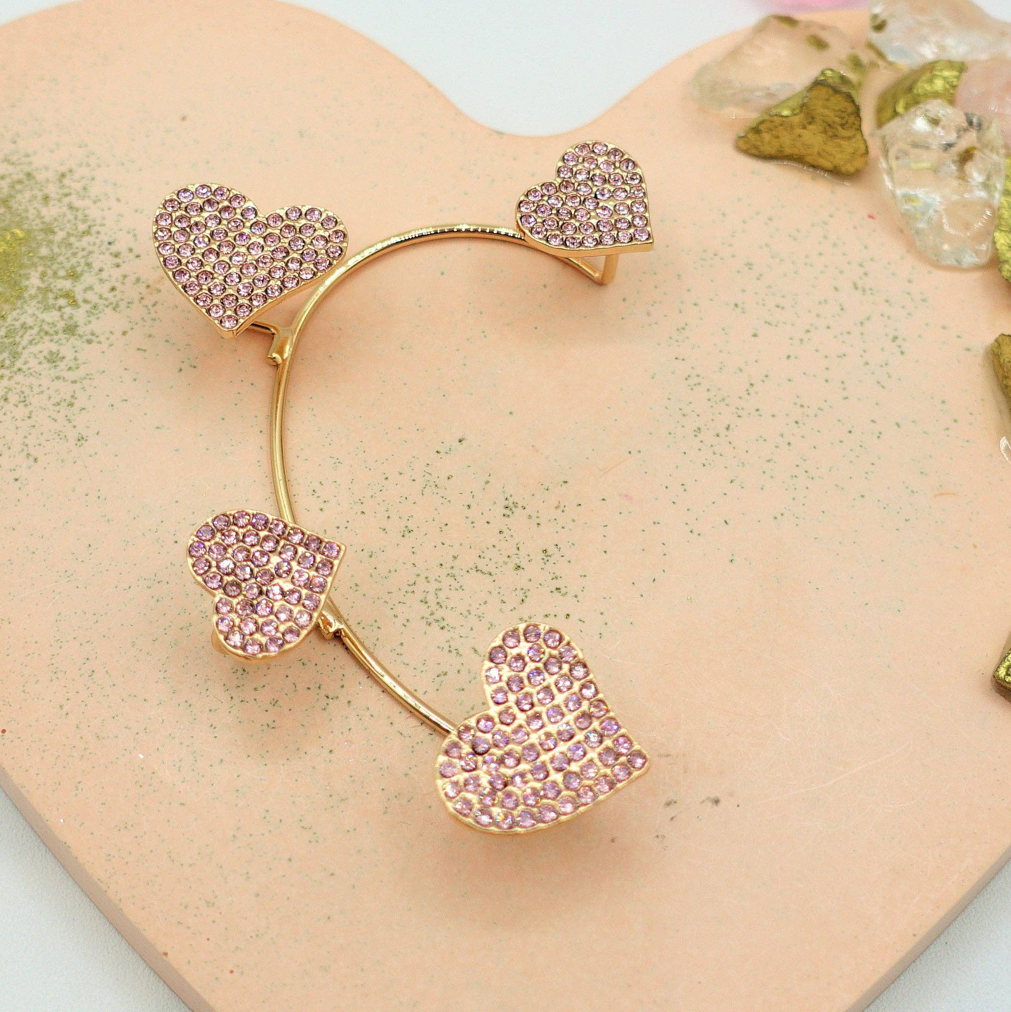 Daemon srls - Wholesale Cuff/Wrap Earrings - QUERIDA ~ EARCUFF mono orecchino con cuori in cubic zirconia14