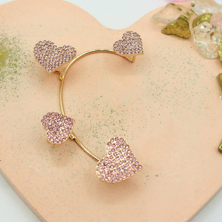 Daemon srls - Wholesale Cuff/Wrap Earrings - QUERIDA ~ EARCUFF mono orecchino con cuori in cubic zirconia14