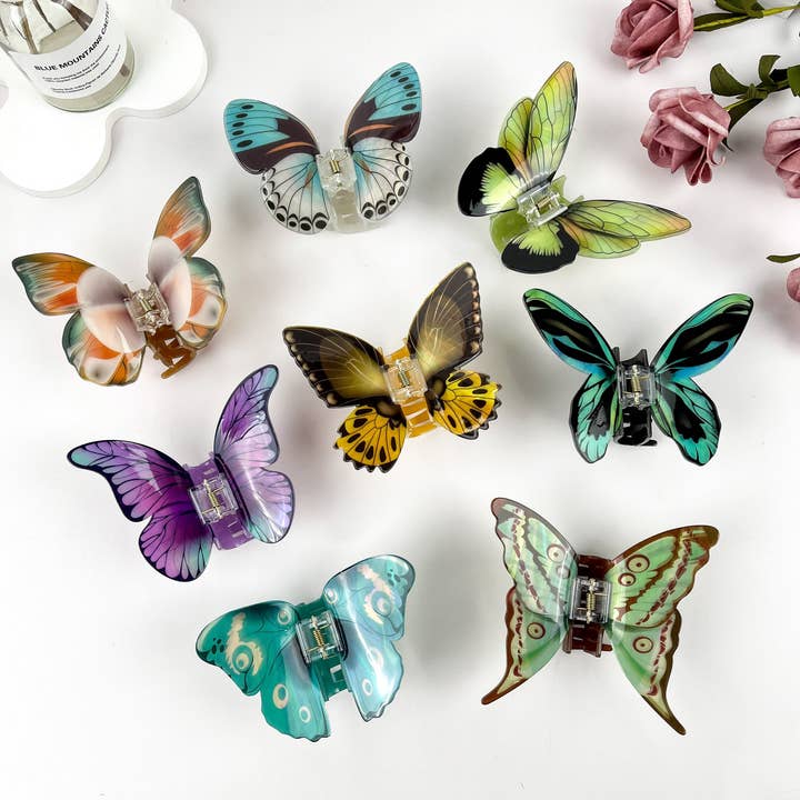 mildstyles - Wholesale Hair Clip - Women's - Simulation Printed Butterfly Hair Clip,Insect Animal Hair cl
