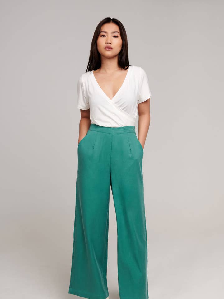 Capri Sea Glass Crossover Pants for wholesale by Ergonaut