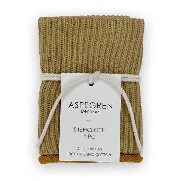 Panno cucina in cotone biologico lavorato a maglia - effetto onda - colore miele per la vendita all'ingrosso da parte di Aspegren Denmark