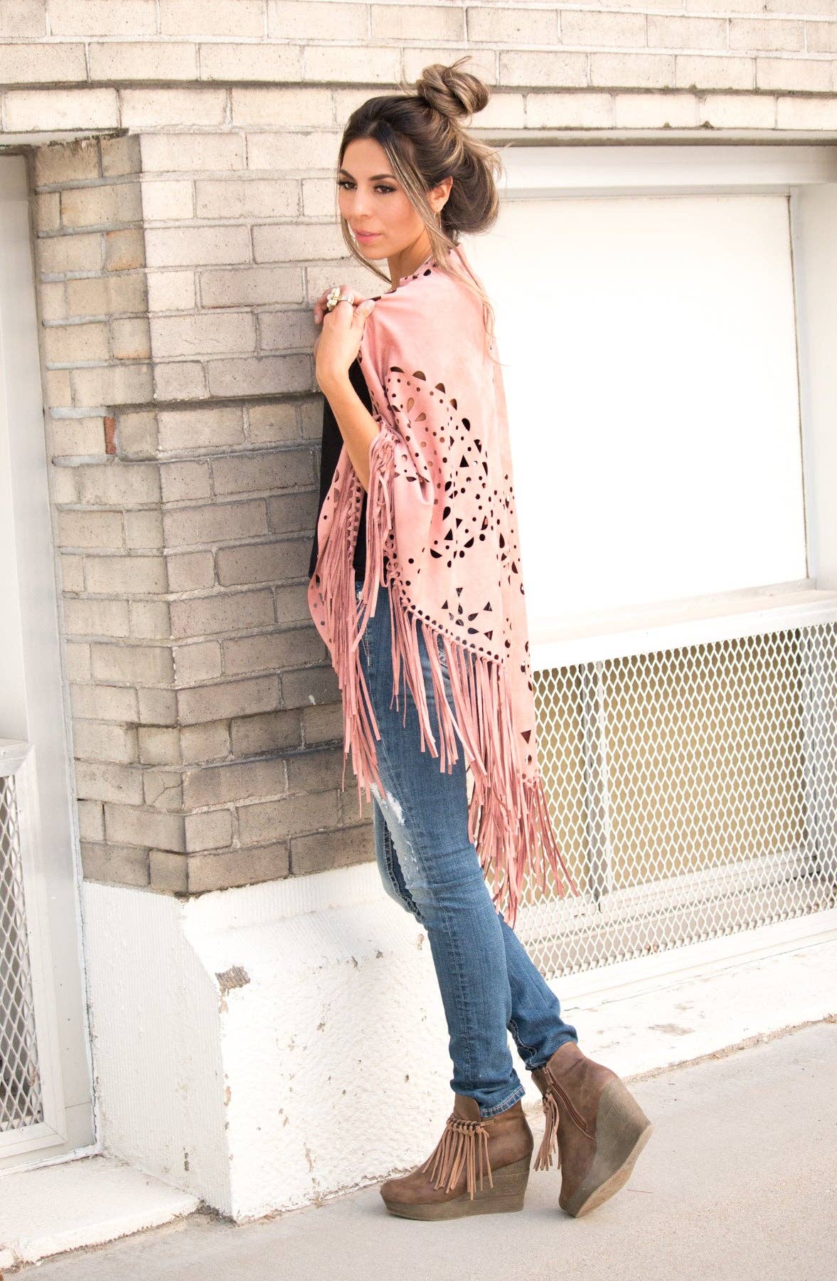 Hipster Row - Wholesale Poncho - Women's - Suede Fringe Poncho6