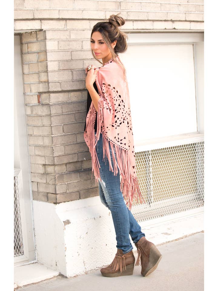 Hipster Row - Wholesale Poncho - Women's - Suede Fringe Poncho6