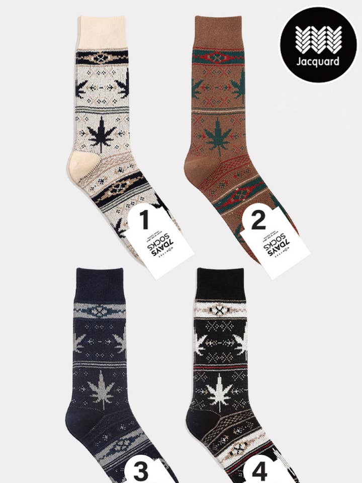 Men's Crew Hemp Jacquard Socks for wholesale by 7DAYSSOCKS