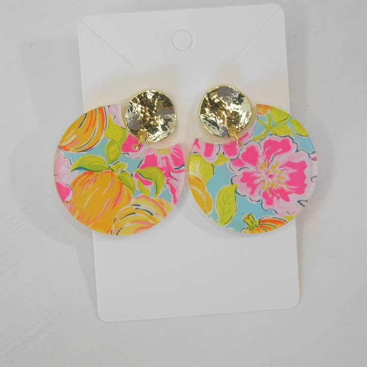 Preppy Acrylic Earrings, Pumpkin Earrings, Fall Earrings for wholesale by The Adorned Fox