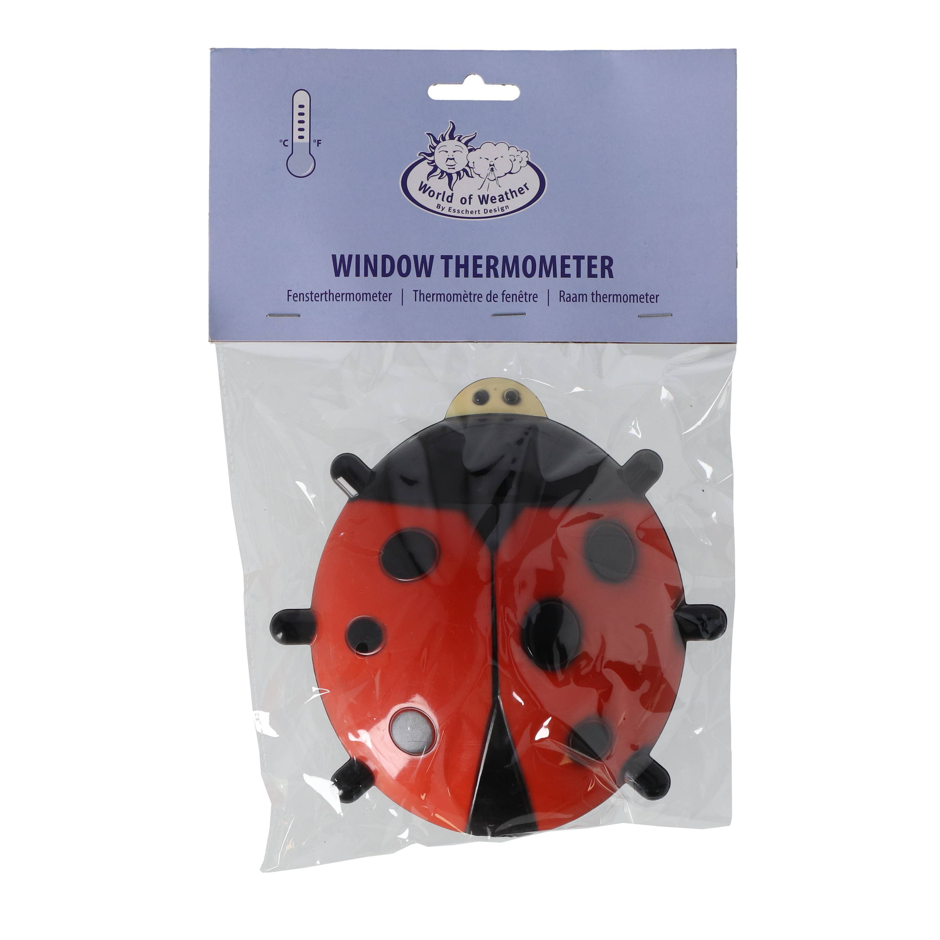 Esschert Design USA - Vente Thermomètre - Thermomètre de fenêtre Coccinelle, plastique, rouge/noir2