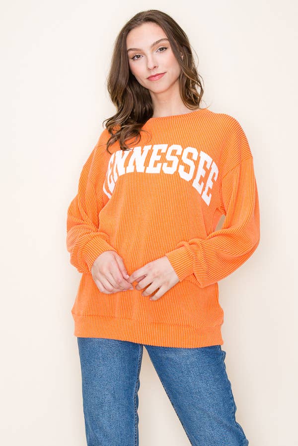 Tres Bien, Inc – wholesale Graphic sweatshirt – Women’s – "TENNESSEE" RIBBED GRAPHIC L/S SWEATSHIRT0