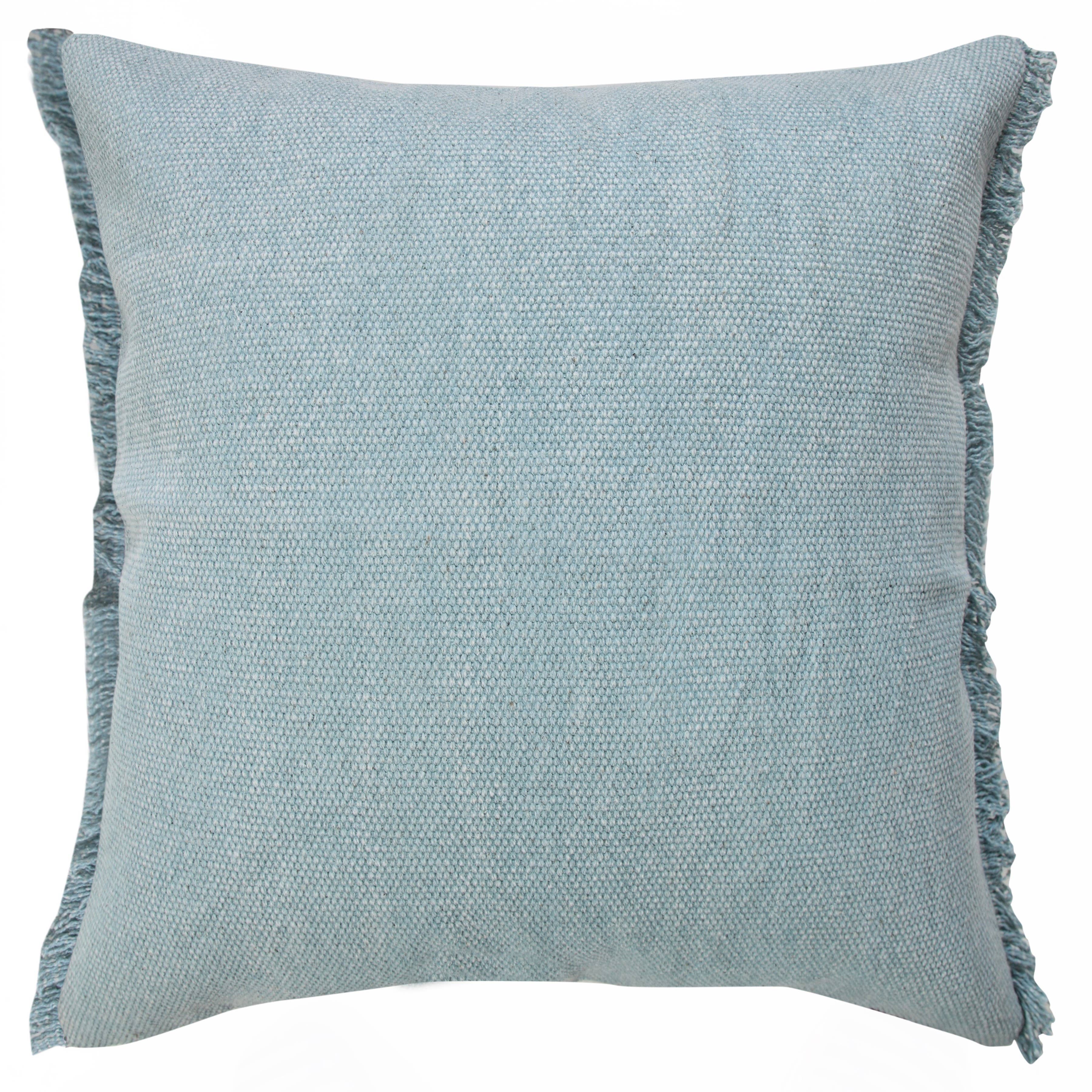 Light Blue Solid Stonewash Throw Pillow with Fringe for wholesale on Faire10