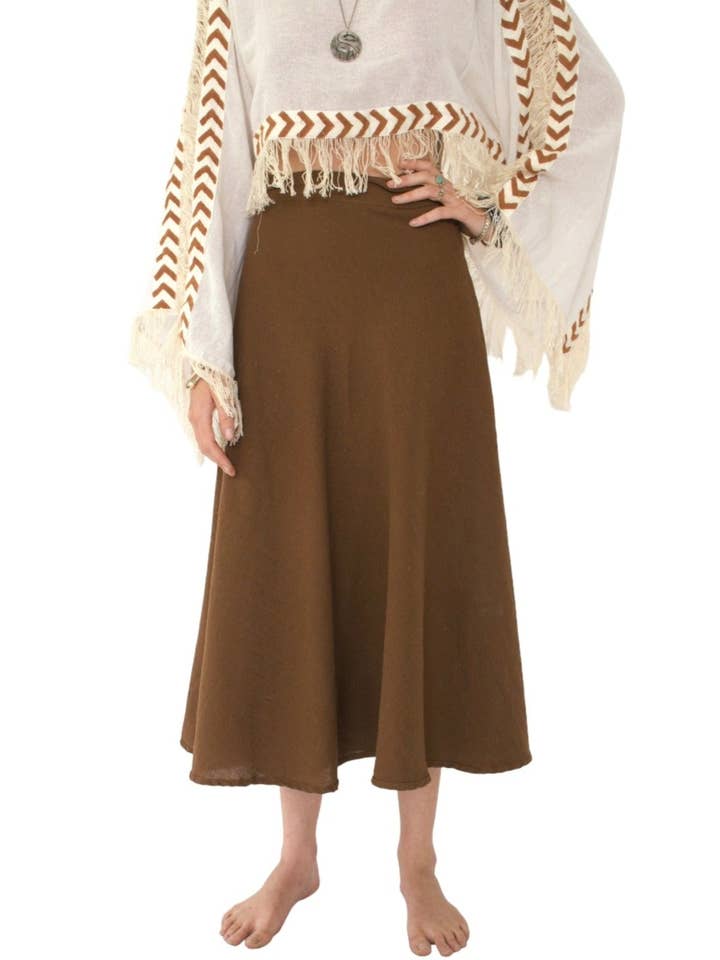 Organic Cotton Earth Brown Wrap Skirt for wholesale by Sacred Ceremony