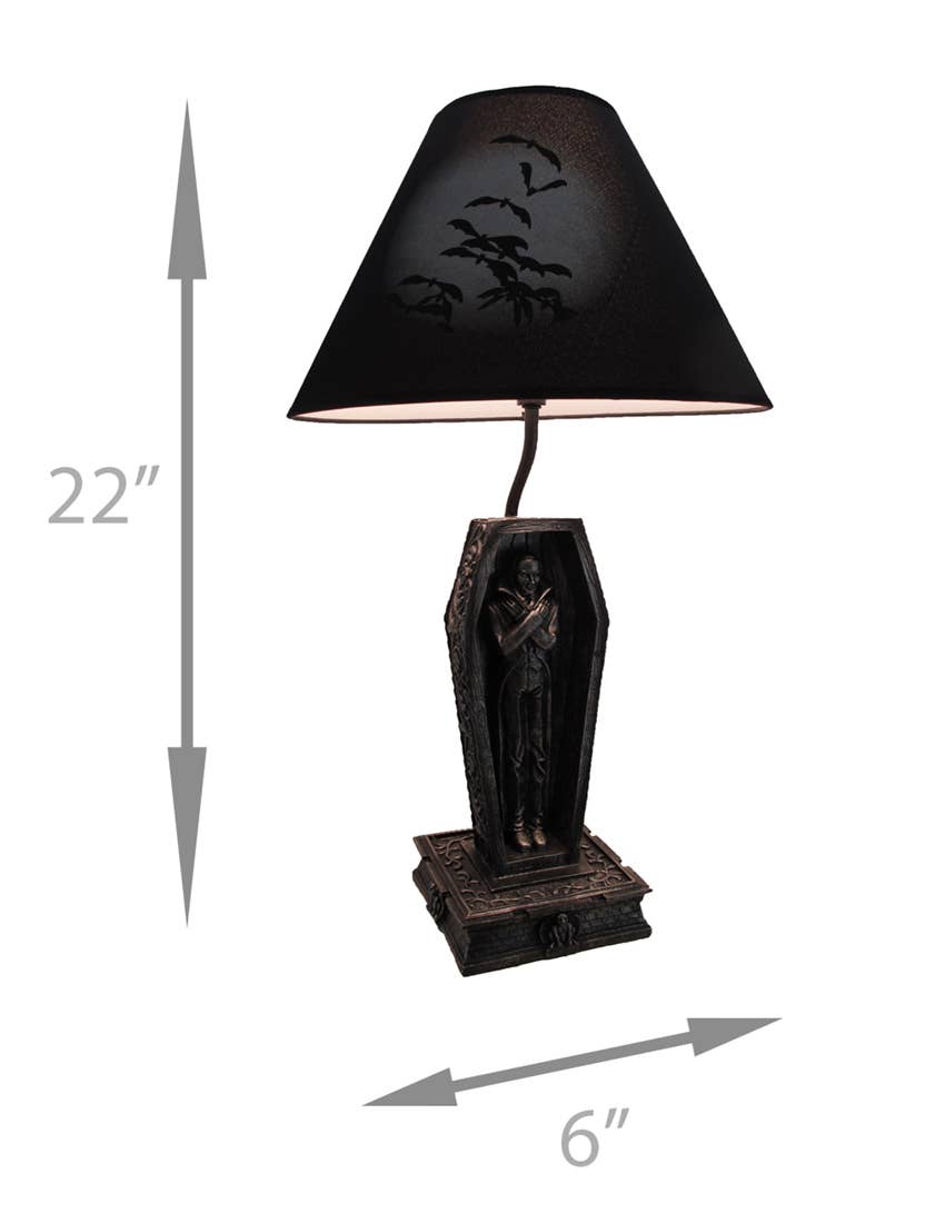 Zeckos - Vente Lampes figurine - Lampe de table noire Dark Dawning Vampire in Coffin2