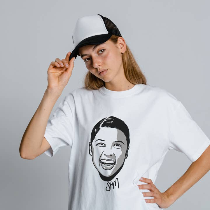 White Sam Kerr T-Shirt for wholesale on Faire2