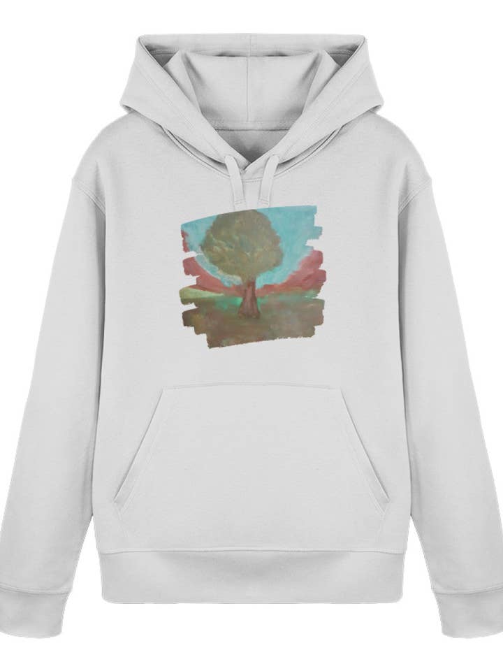 Arbre dans la vallée - Sweat à capuche bio basique unisexe pour la vente par Uwaldu