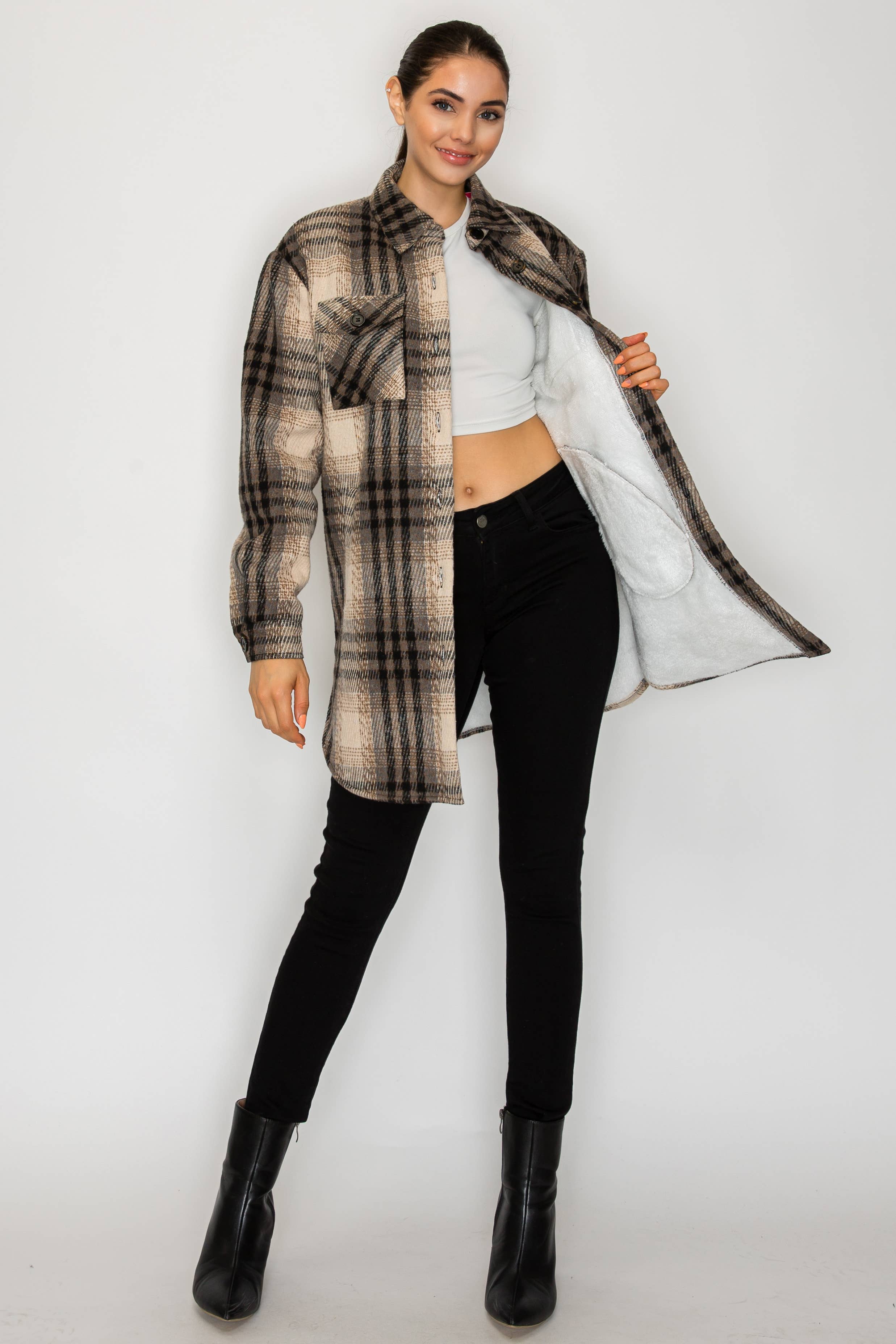 PATRONCITO USA INTERNATIONAL, INC - Wholesale Shirt Jacket/Shacket - Women's - Women Plaid Long Button Shirts Jackets (Shakets) LJ450-202541