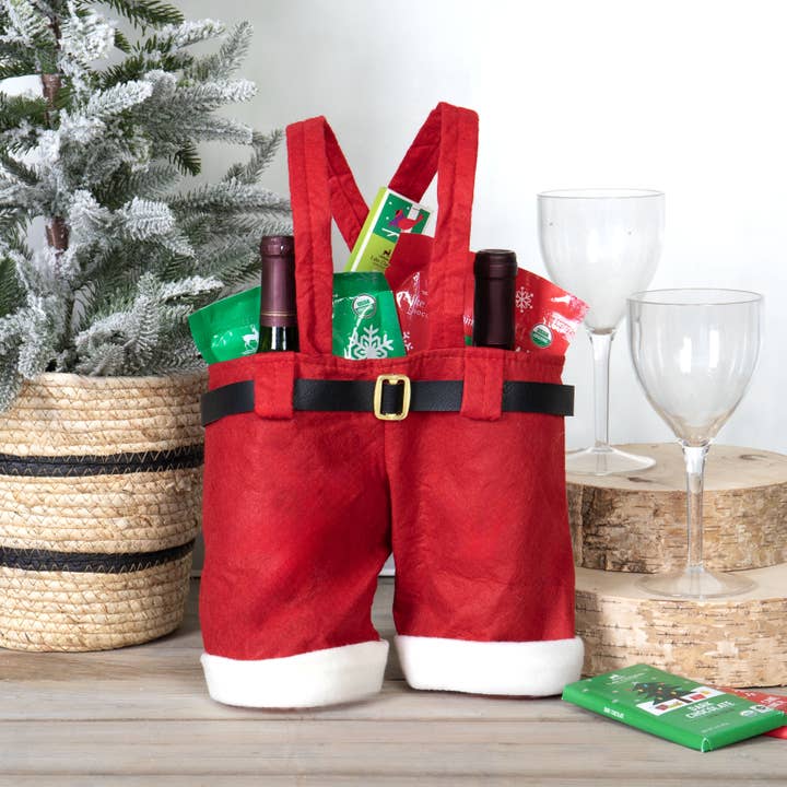 Willow Group - Wholesale Gift Bag - Felt Santa Pant Christmas Holiday Wine Gift Bag1