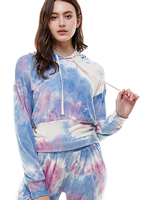 OAKELY TIE DYE HOODIES TOP AND WIDE JOGGER 1035SET for wholesale by Follow Me Apparel