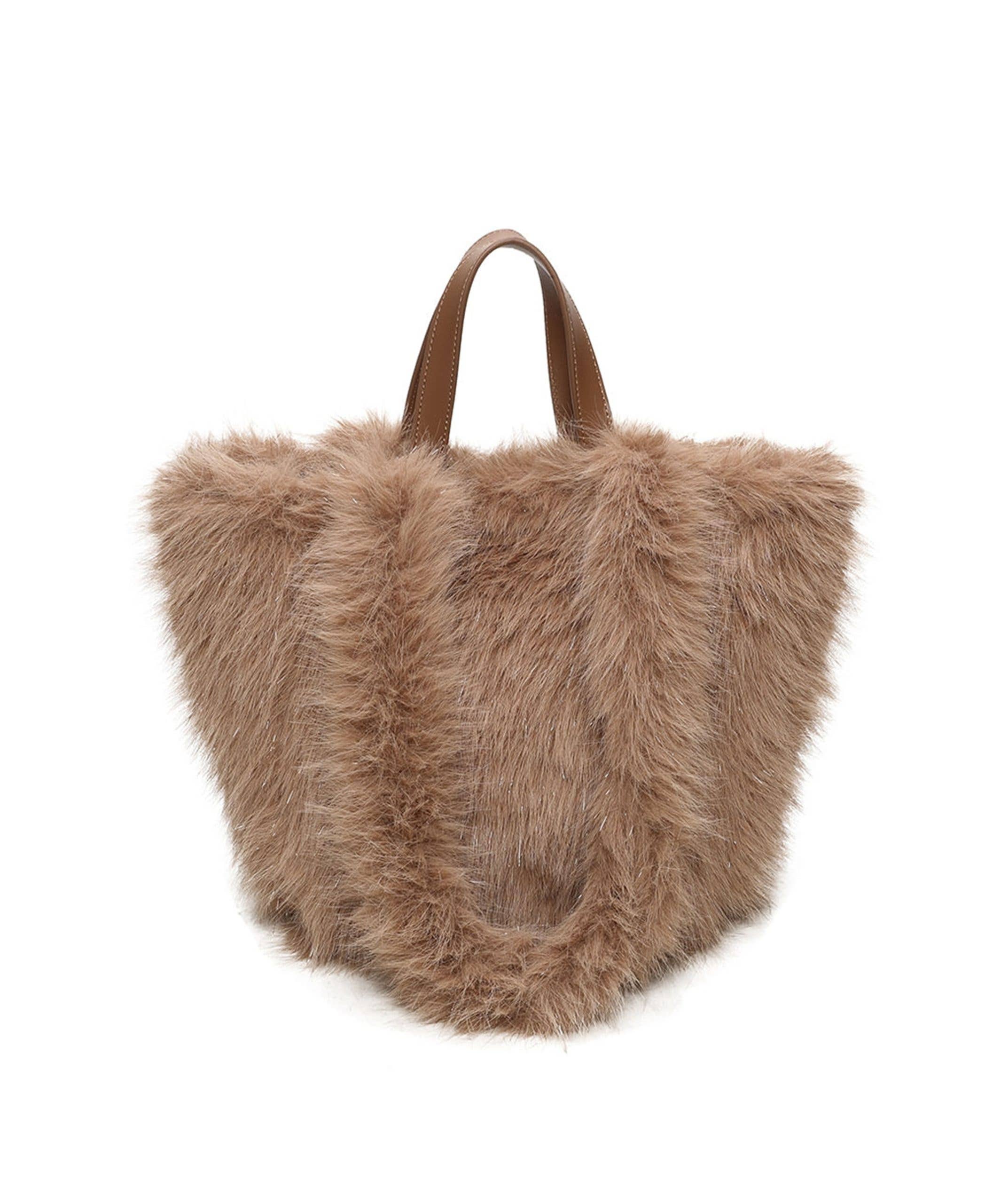 Ellas Trading – wholesale Bärkasse - Dam – Vändbar axelväska i leopardmönstrad fuskpäls med glitter9