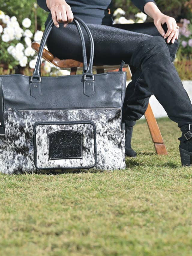 Cowhide and Tooling Leather Nappy Bag – NB150 for wholesale by The Design Edge