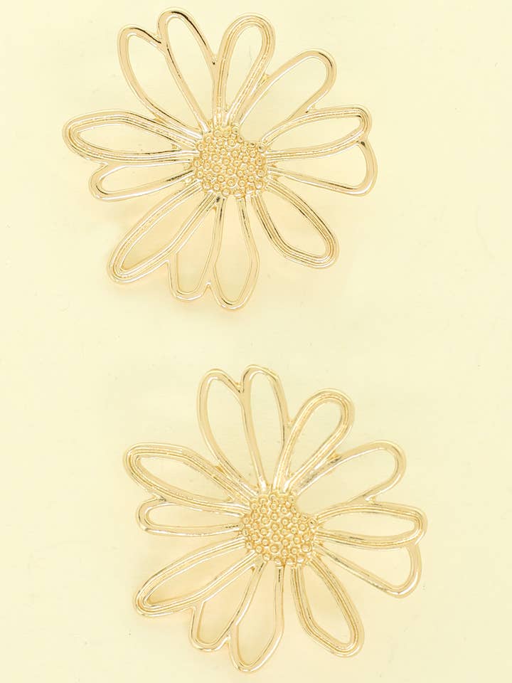 Gold Tone Daisy Lightweight Stud Earrings for wholesale by SP Sophia Collection