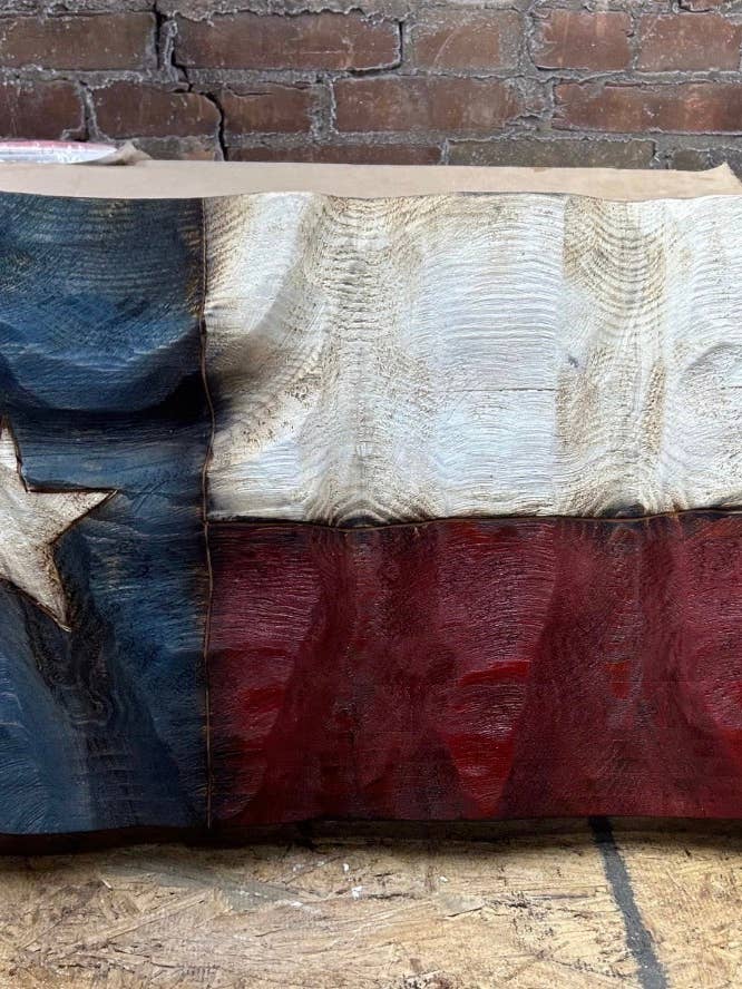 Wood Wavy Texas Flag for wholesale by Schmedic Woodworking
