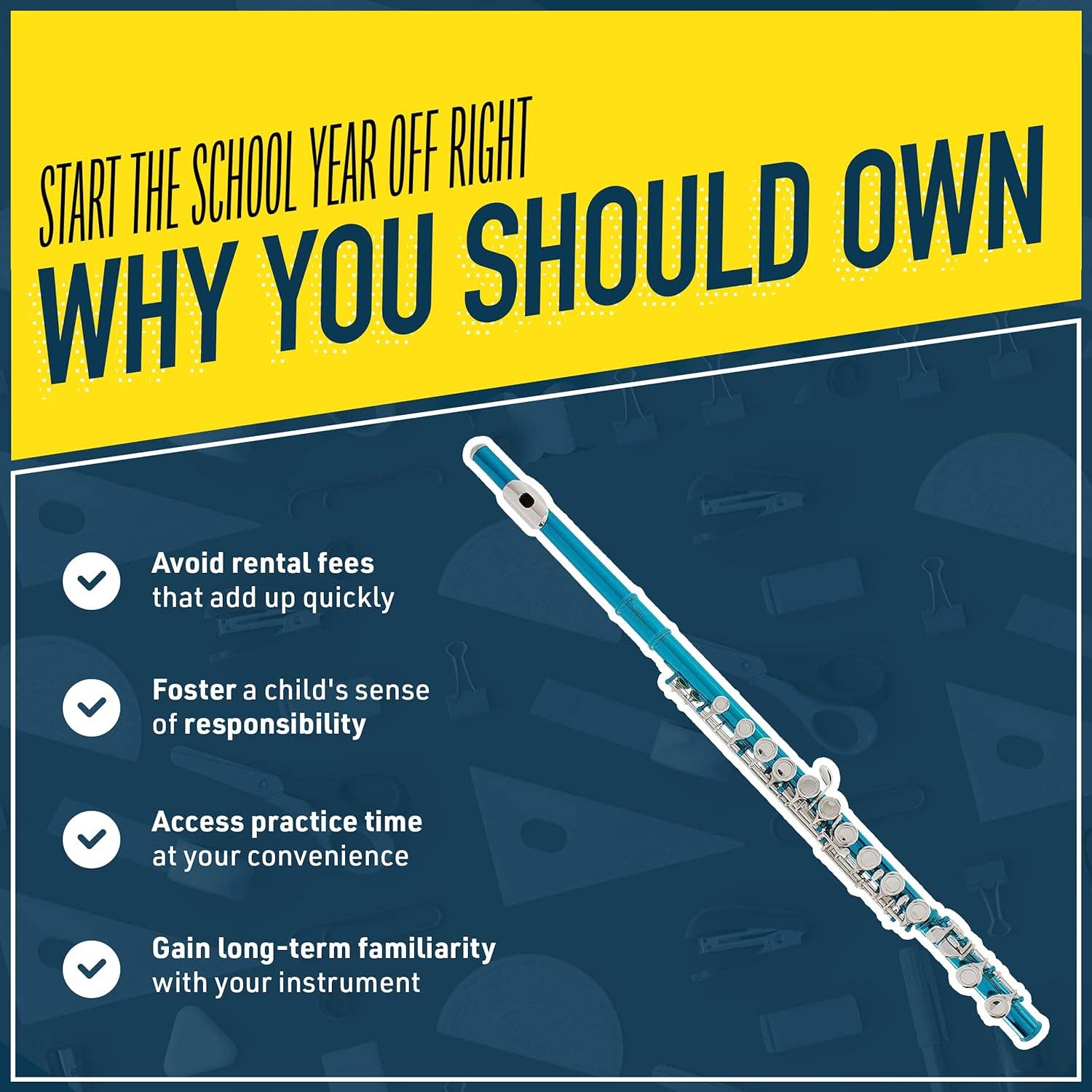 Above Edge - Wholesale Musical Instrument - Flute For Beginners, 16-Key Flute with a Case,2