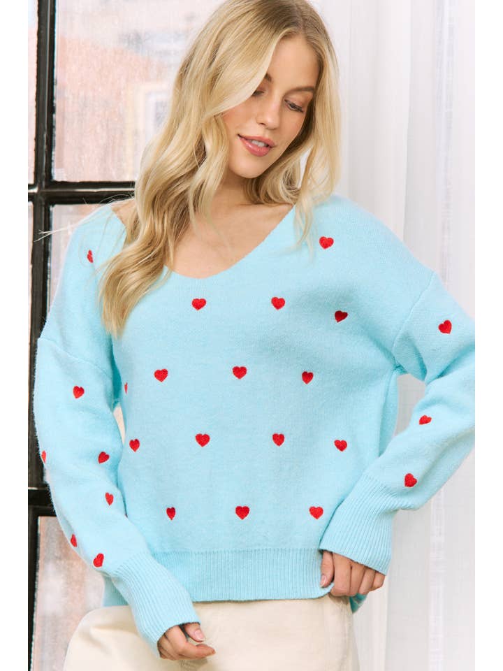 Sweet Generis - Wholesale Knit Sweater - Women's - HEART PATTERN BOXY KNIT PULLOVER SWEATER4