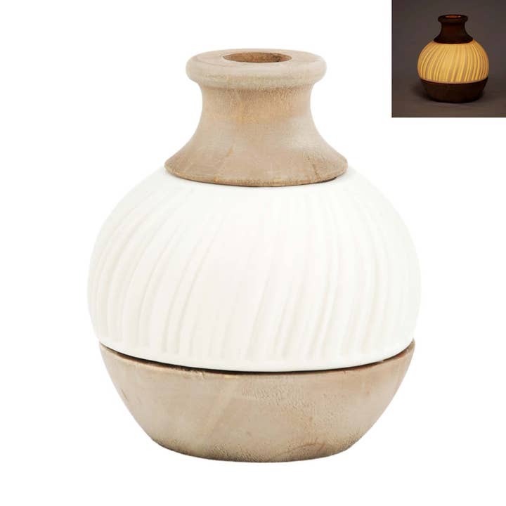 Natürliche & Weiße Runde 3-Schicht-Beleuchtete Vase für den Großhandel von WT Collection