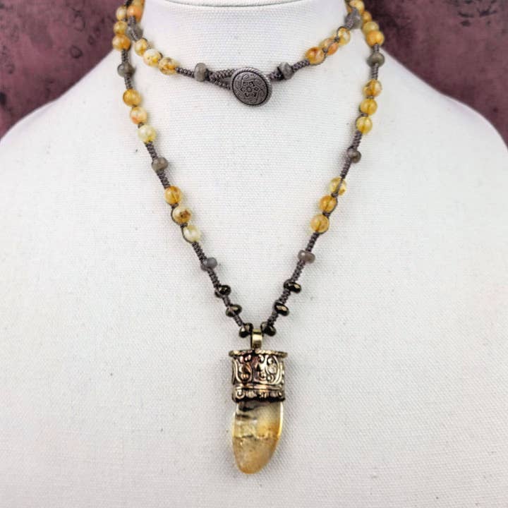 ZINC Designs - Wholesale Pendant/Charm Necklace - Tibetan Silver Citrine Pendant Beaded Necklace