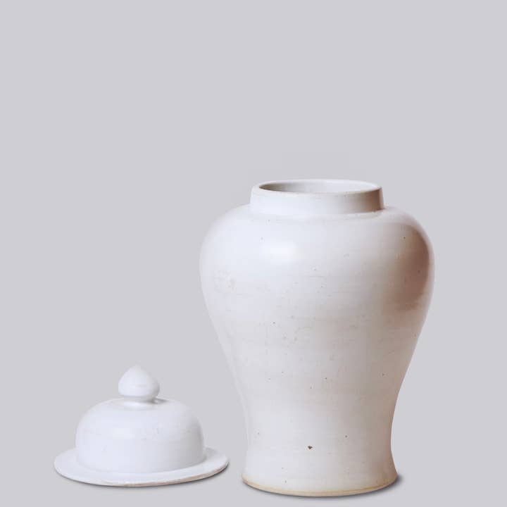 Cobalt Guild - Wholesale Decorative Jar - 21" Rustic Plain White Porcelain Temple Jar