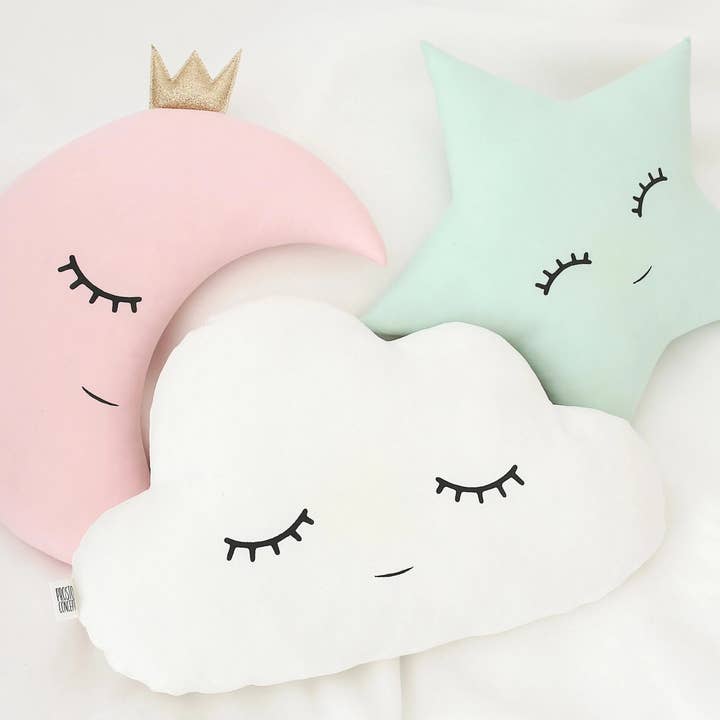 Set Of 3 - White Cloud, Light Pink Moon And Light Mint Star Cushions for wholesale by ProstoConcept
