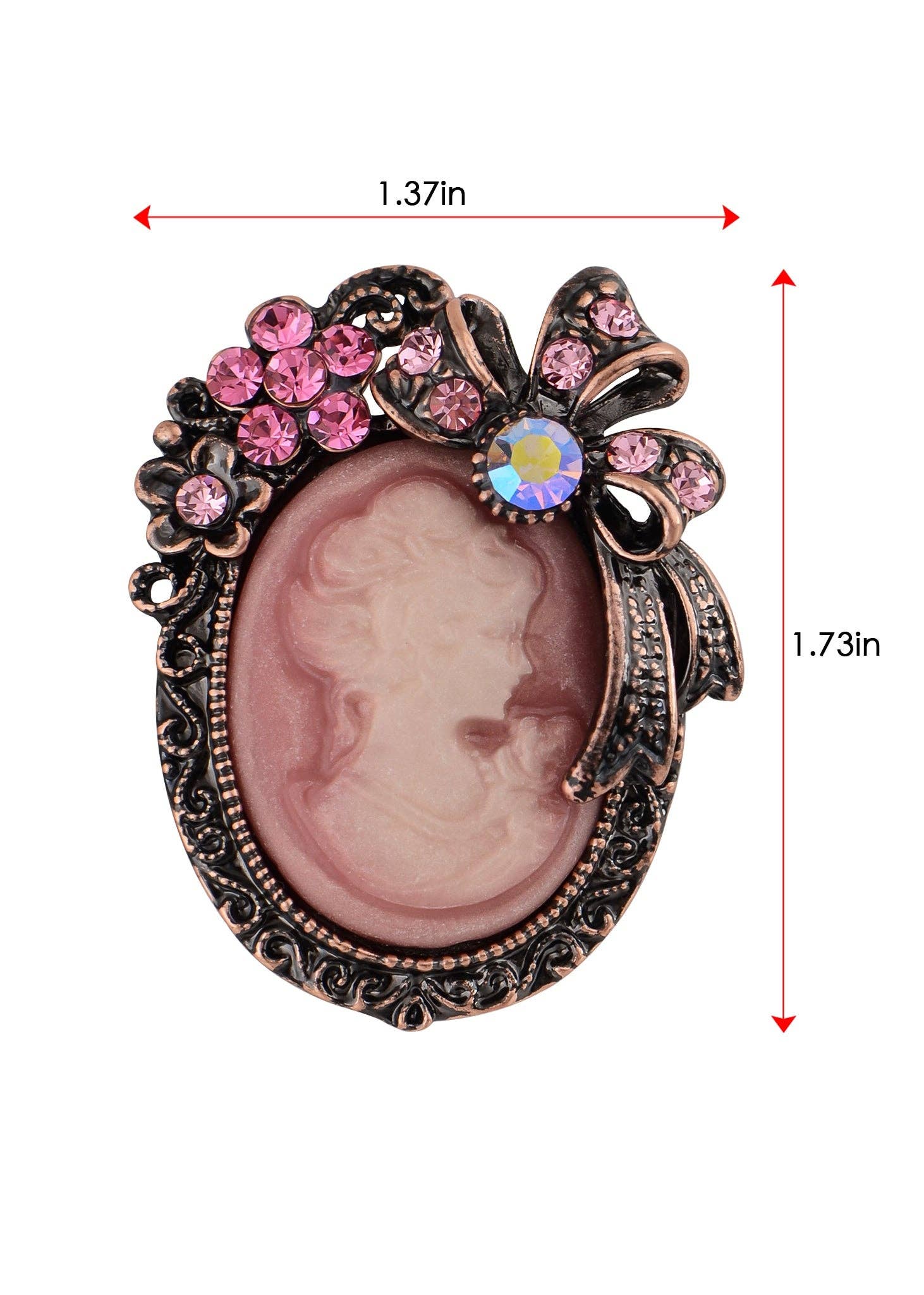 AK Brand - Wholesale Brooch - Vintage Victorian Cameo Brooch Maiden Flower Ribbon Bow40