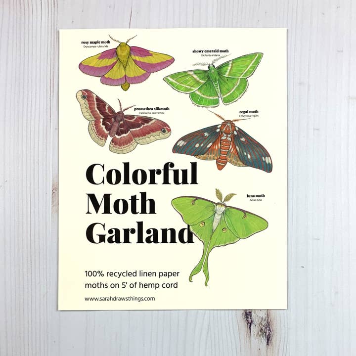 Sarah Draws Things - Wholesale Bunting/Garland - Colorful Moth Illustrated Garland2